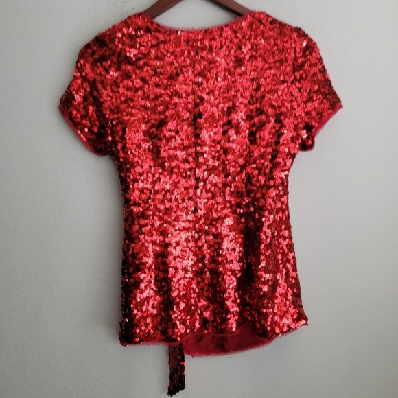 Sezane Olympia Sequin Blouse in Red size 36 NWT - Picture 2 of 8